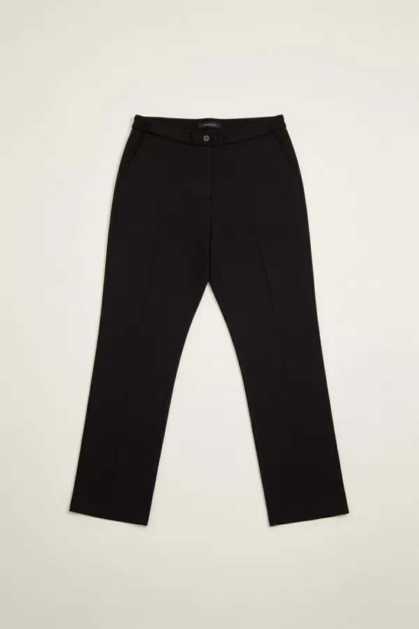 Beli Yandan Lastikli Siyah Duble Krep Büyük Beden Kadın Pantolon