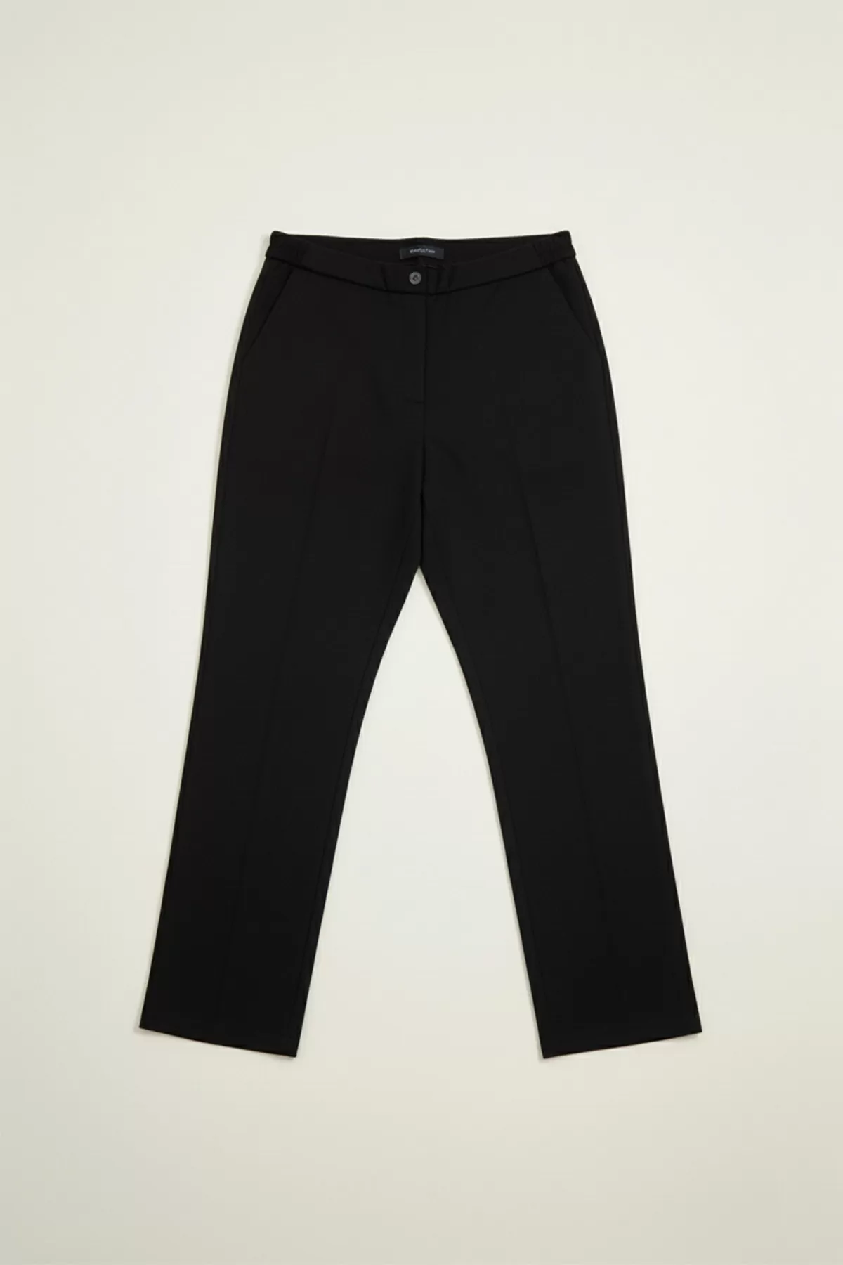 Beli Yandan Lastikli Siyah Duble Krep Büyük Beden Kadın Pantolon