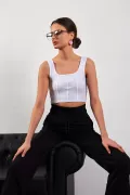 Bej Crop Top Kadın Atlet