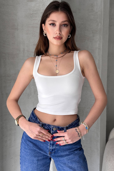 Beyaz Dalgıç Kumaş Body