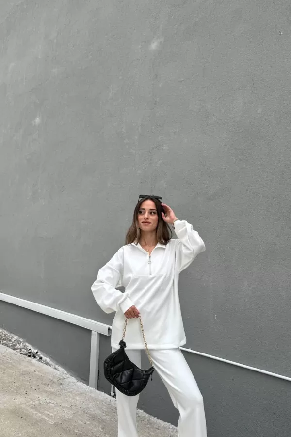 Beyaz Modal Kumaş Kadın Alt Üst Takım