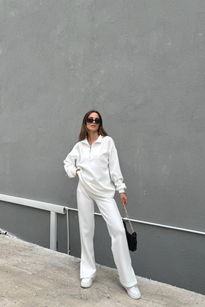 Beyaz Modal Kumaş Kadın Alt Üst Takım