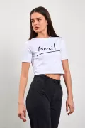 Siyah Beyaz Crop Top Tişört