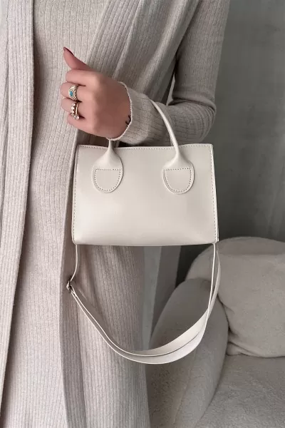 Beyaz Suni Deri Kadın Omuz Çantası