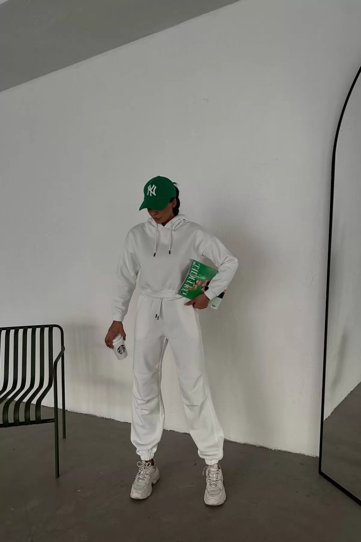 Beyaz Sweatshirt Eşofman Altı Kadın İkili Takım