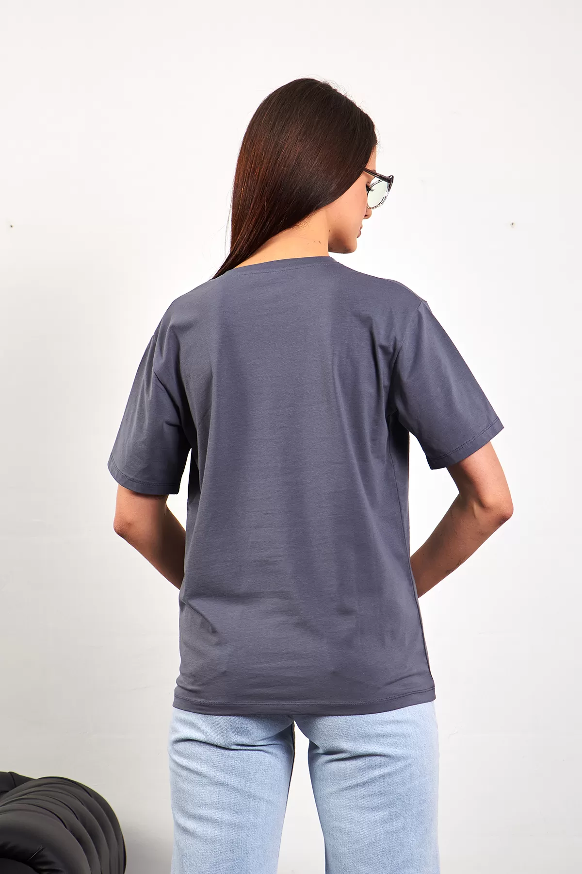 Bisiklet Yaka Antrasit Basic Tişört