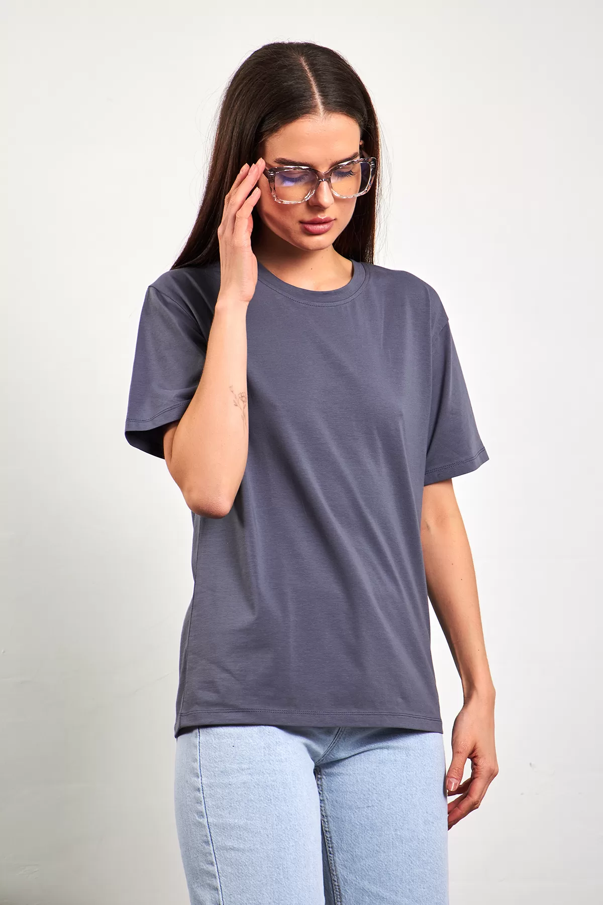 Bisiklet Yaka Antrasit Basic Tişört