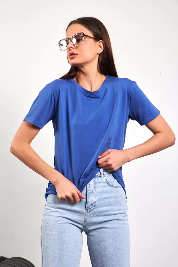 Bisiklet Yaka İndigo Basic Tişört