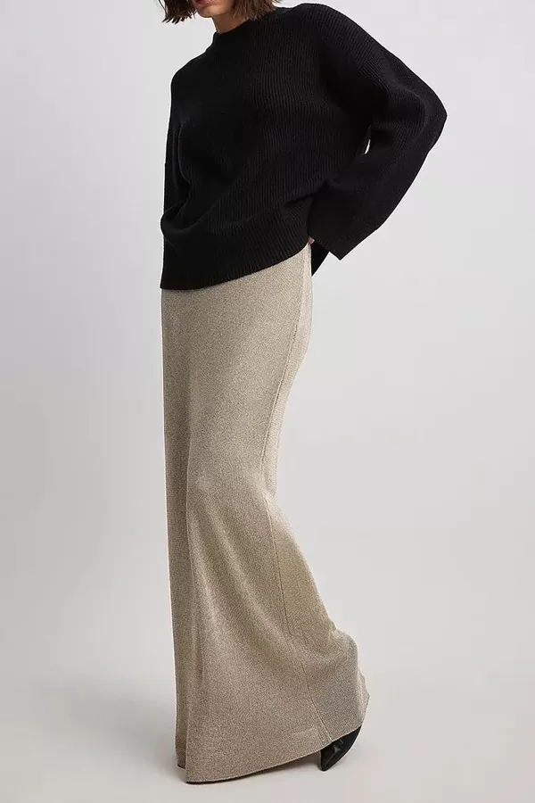 Bisiklet Yaka Rahat Kesim Siyah Triko Kadın Kazak