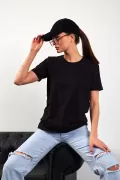 Bisiklet Yaka Siyah Basic Tişört