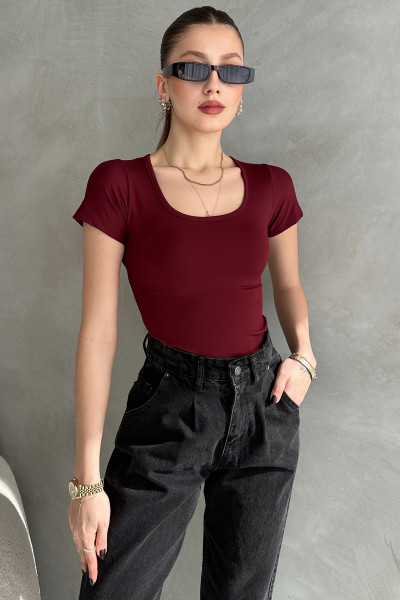 Bordo Dalgıç Kumaş Body