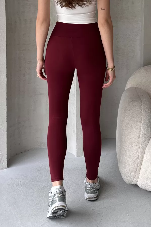 Bordo Dalgıç Kumaş Tayt