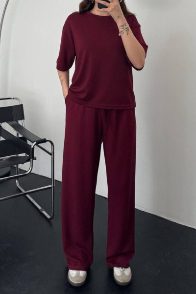 Bordo Rahat Kesim Kadın Alt Üst Takım