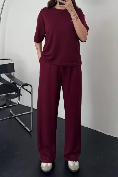 Bordo Rahat Kesim Kadın Alt Üst Takım