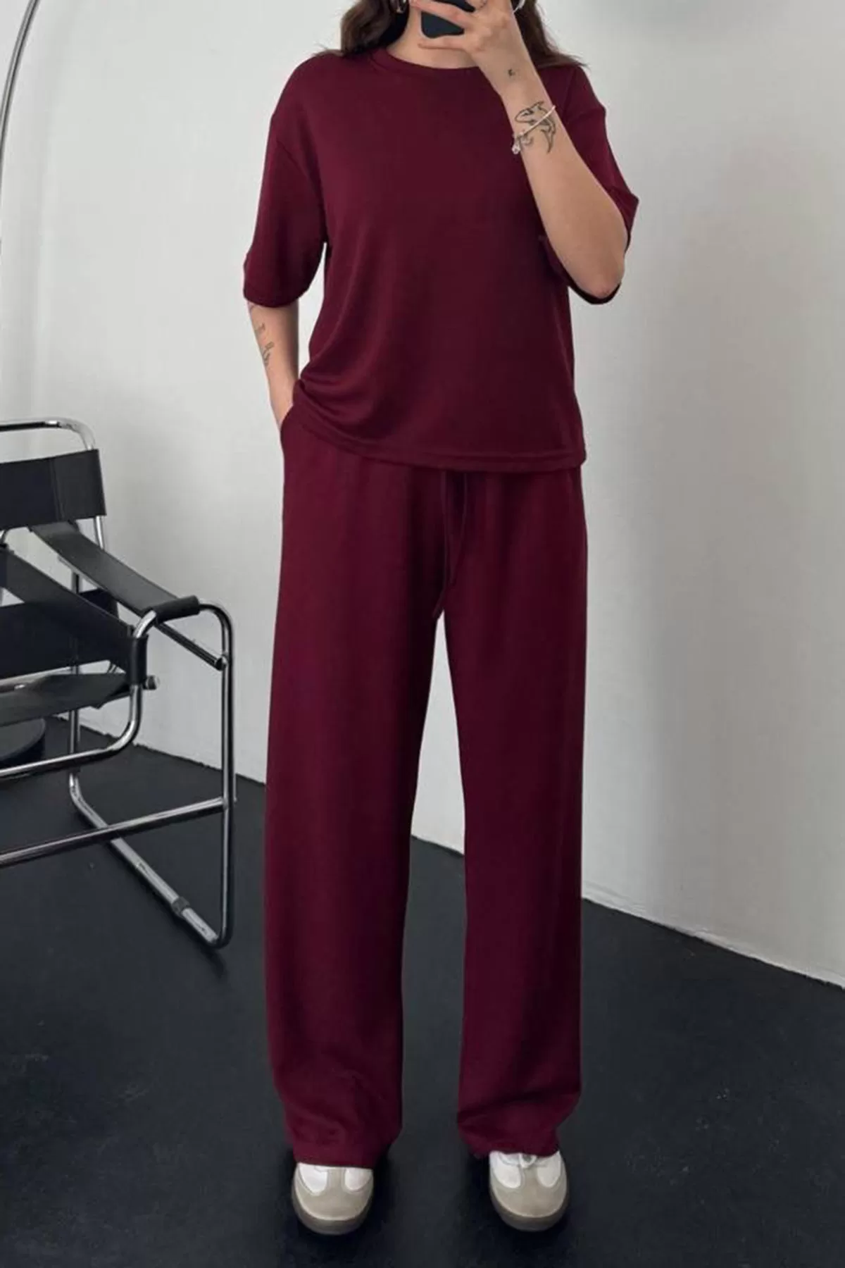 Bordo Rahat Kesim Kadın Alt Üst Takım
