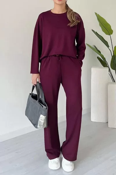 Bordo Rahat Kesim Kadın Alt Üst Takım