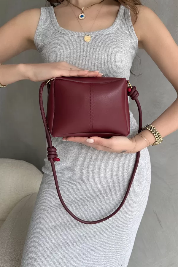 Bordo Suni Deri Kadın Omuz Çantası