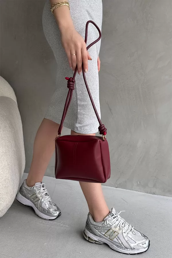 Bordo Suni Deri Kadın Omuz Çantası