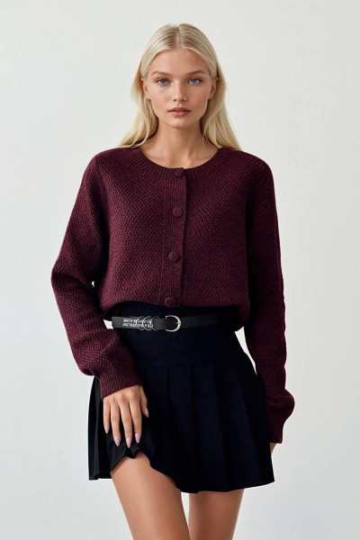 Bordo Triko Kadın Hırka