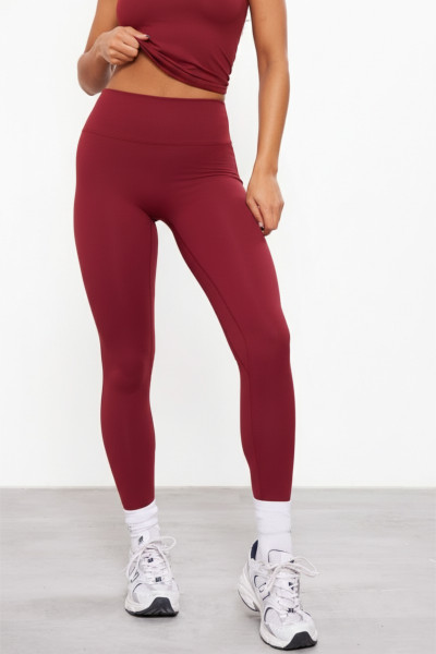 Bordo Yüksek Bel Tayt