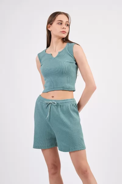 Çağla Yeşili Atlet Şort Kadın Alt Üst Takım