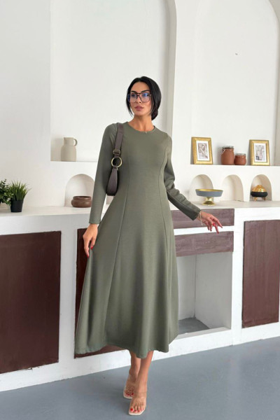 Çağla Yeşili Modal Kumaş Uzun Elbise