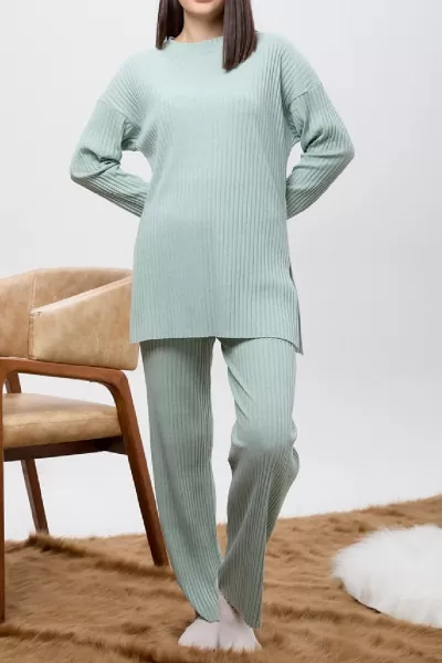 Çağla Yeşili Tunik Pantolon İkili Takım