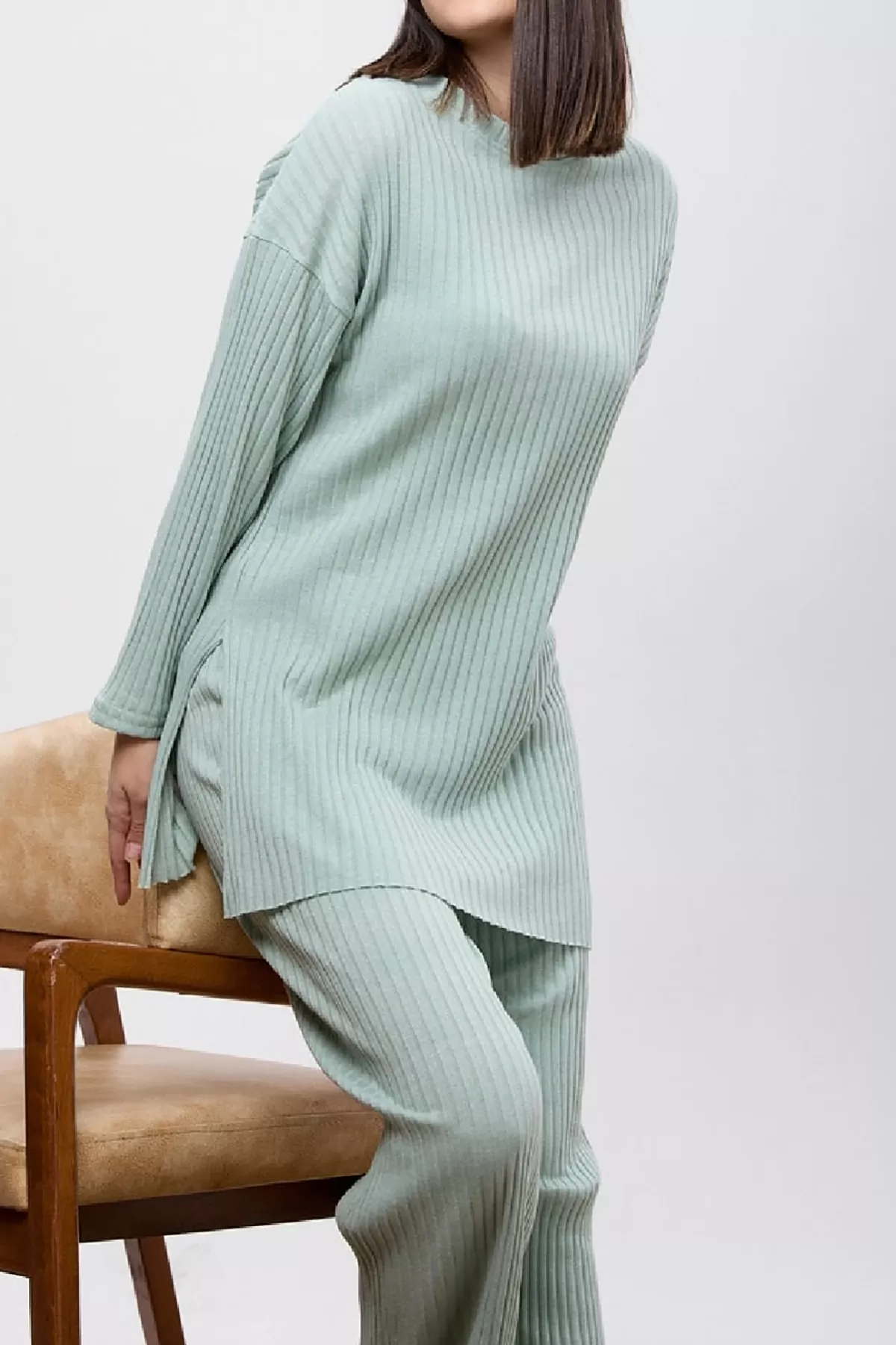 Çağla Yeşili Tunik Pantolon İkili Takım