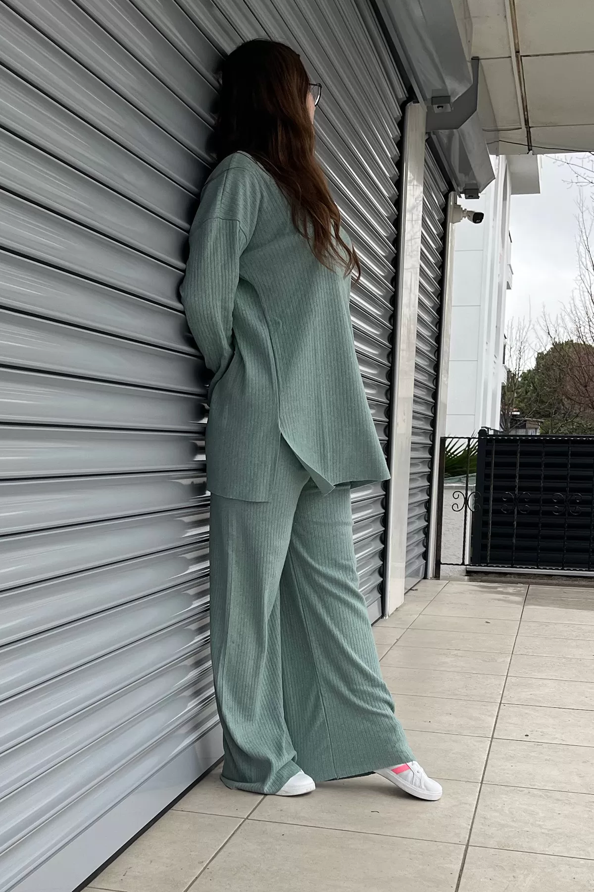 Çağla Yeşili Tunik Pantolon İkili Takım