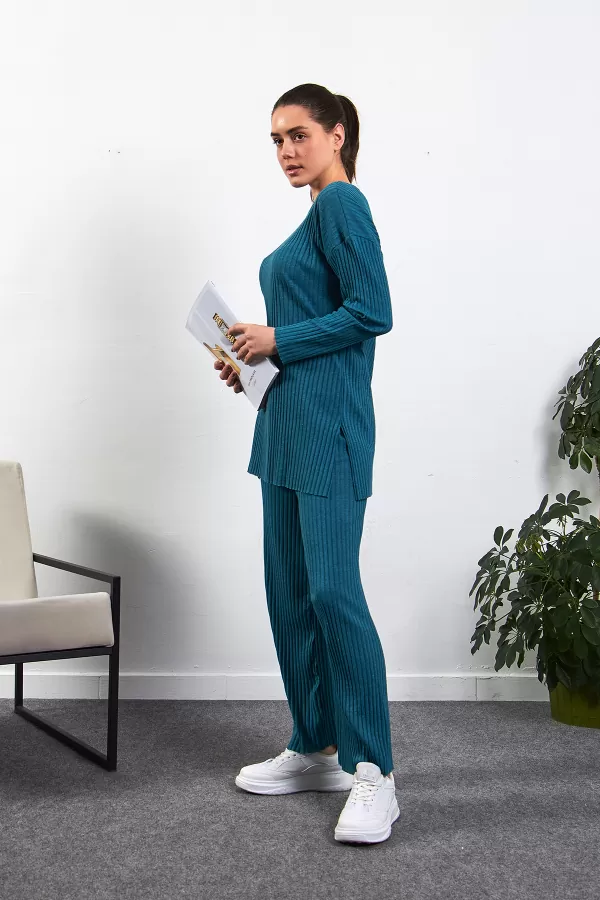 Cam Göbeği Pamuklu Pantolon Tunik İkili Takım