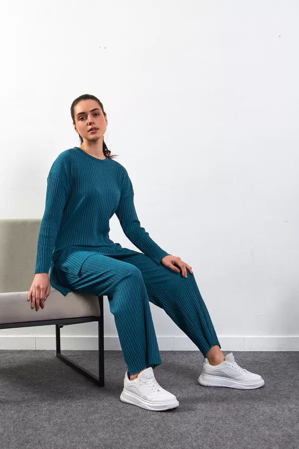 Cam Göbeği Pamuklu Pantolon Tunik İkili Takım