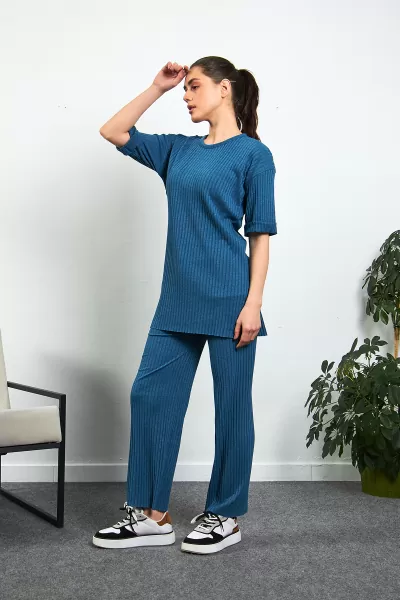 Cam Göbeği Pamuklu Pantolon Tunik İkili Takım