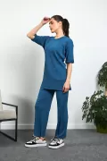 Lacivert Pamuklu Pantolon Tunik İkili Takım