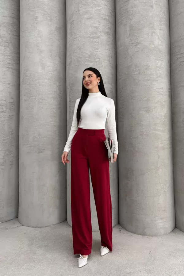 Cırt Cırt Kapamalı Bordo Kadın Palazzo Pantolon