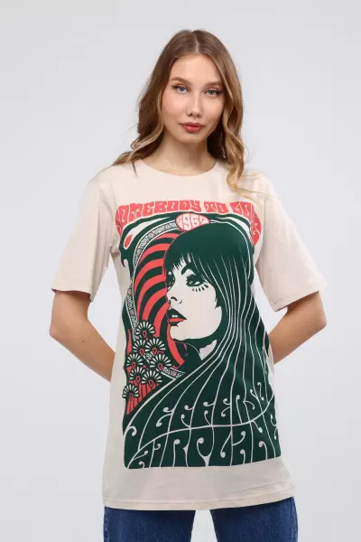 Çok Renkli Baskılı Kadın T-Shirt