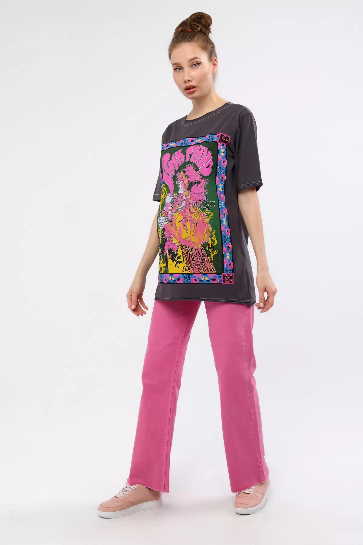 Çok Renkli Baskılı Kadın T-Shirt