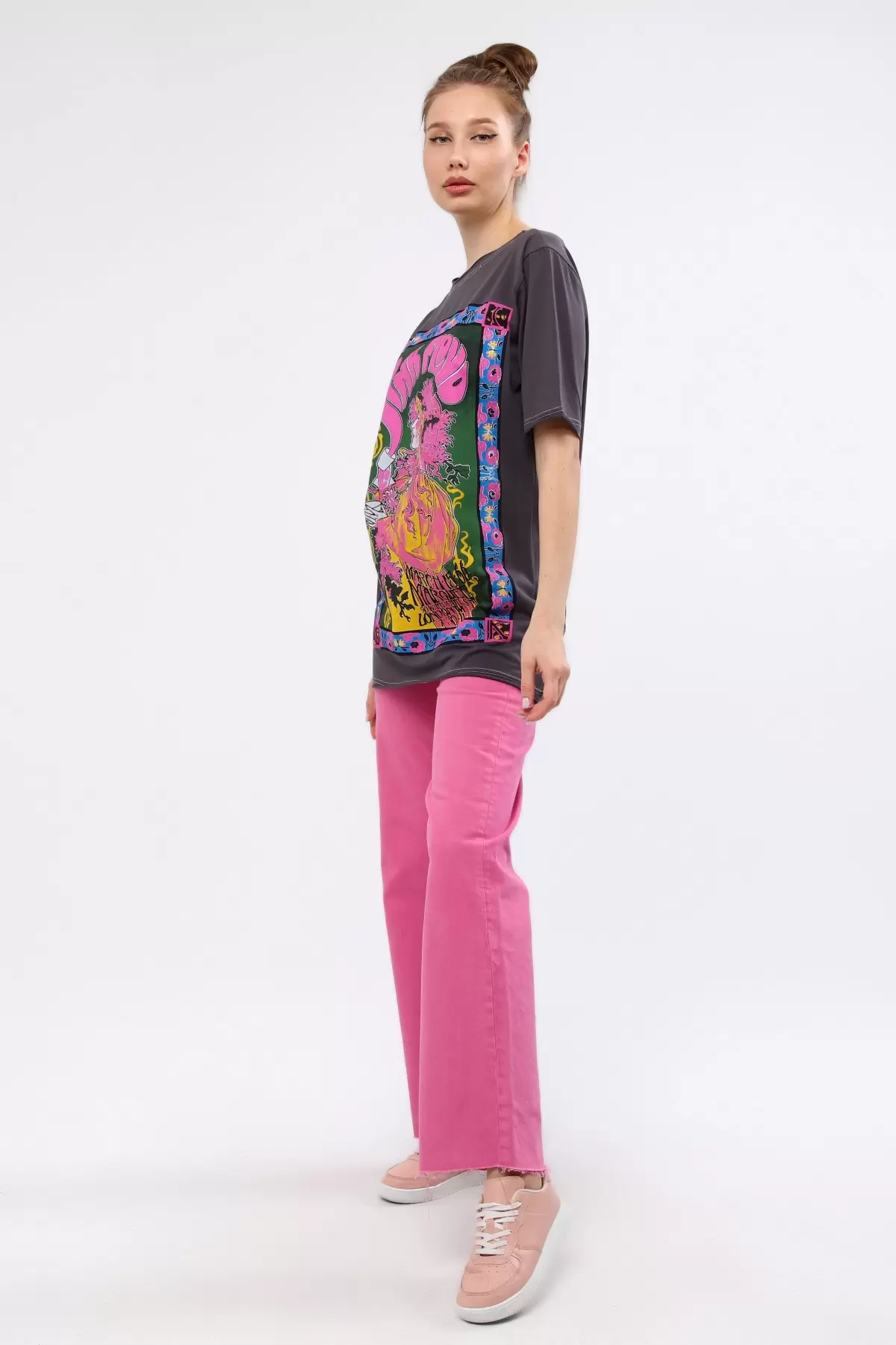 Çok Renkli Baskılı Kadın T-Shirt