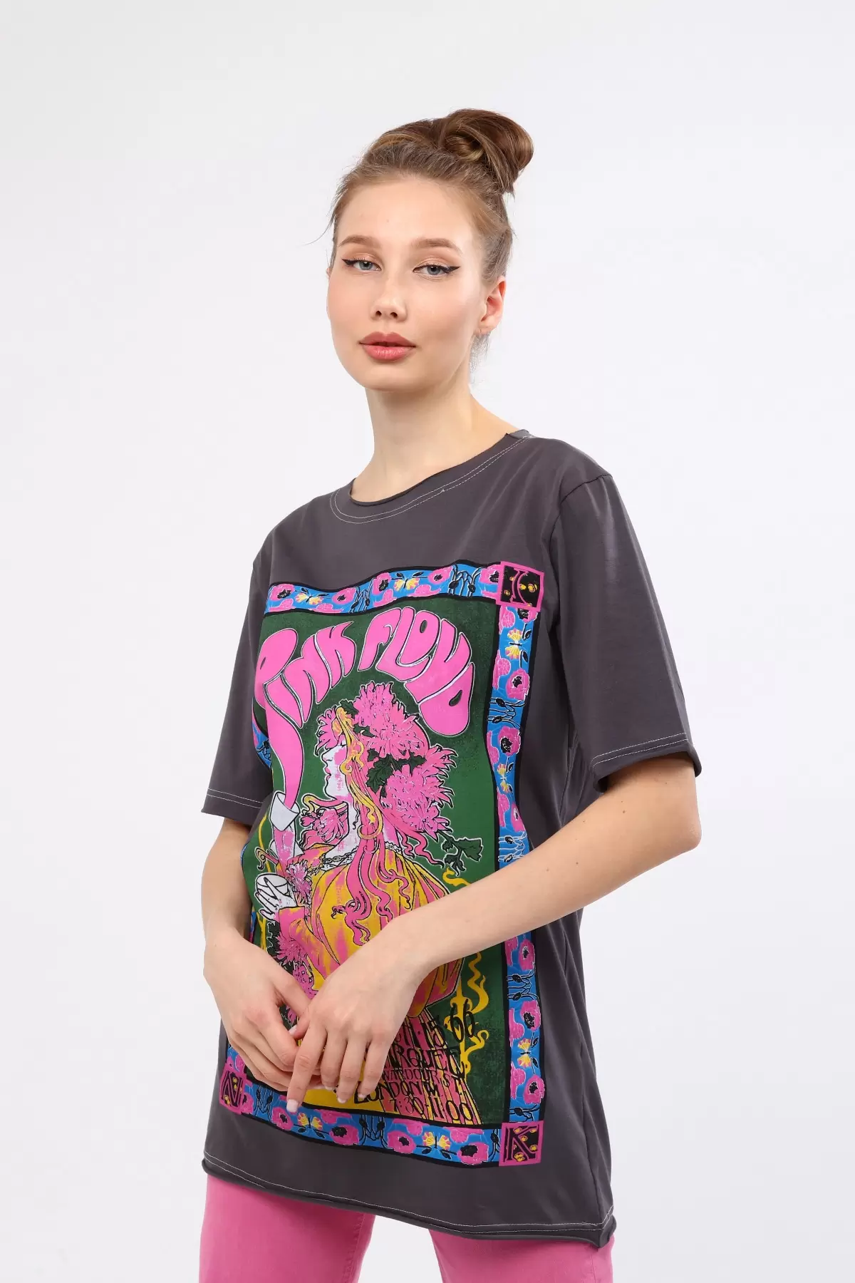 Çok Renkli Baskılı Kadın T-Shirt