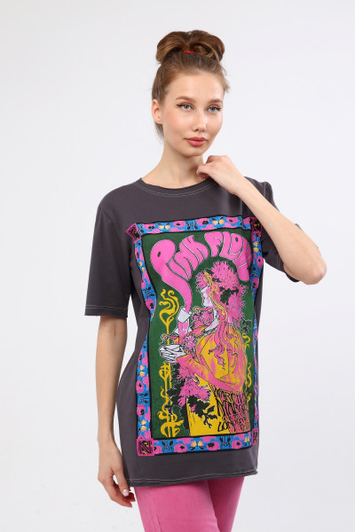 Çok Renkli Baskılı Kadın T-Shirt