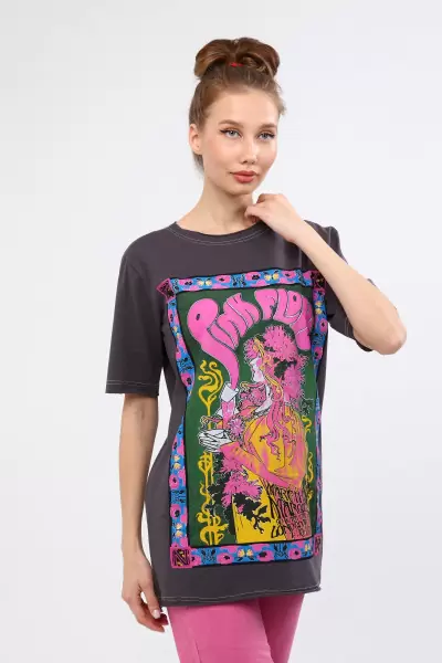 Çok Renkli Baskılı Kadın T-Shirt