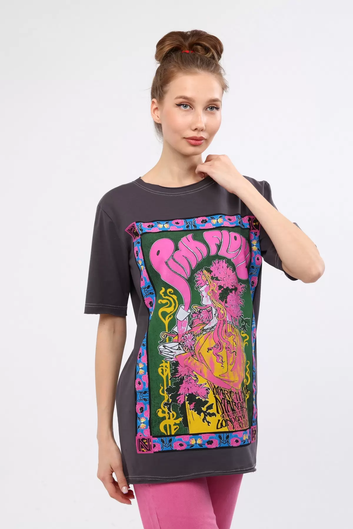 Çok Renkli Baskılı Kadın T-Shirt