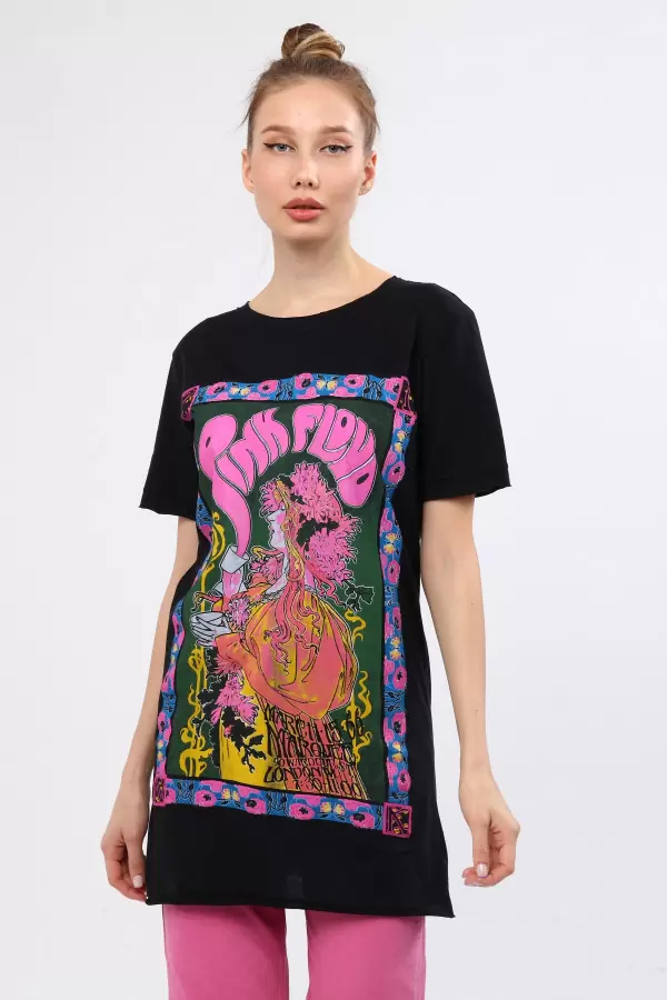 Çok Renkli Baskılı Kadın T-Shirt