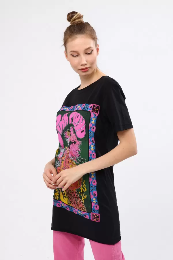 Çok Renkli Baskılı Kadın T-Shirt