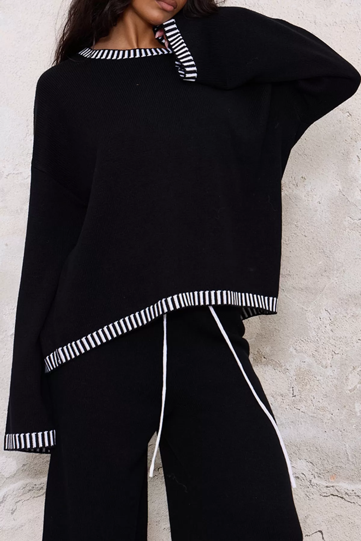 Dikiş Detaylı Siyah Kadın Alt Üst Takım