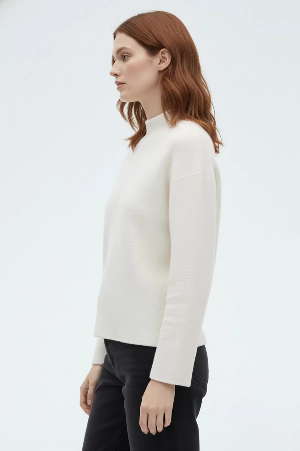 Ekru Buklet Kumaş Kadın Sweatshirt