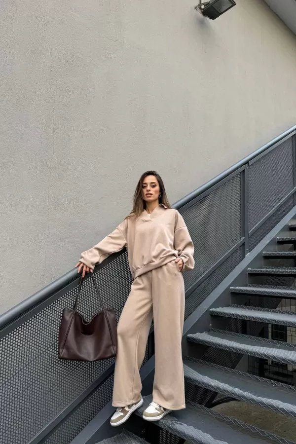 Bej Modal Kumaş Kadın Alt Üst Takım