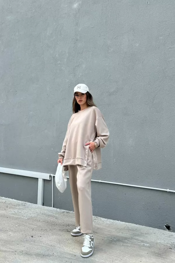 Ekru Modal Kumaş Kadın Alt Üst Takım