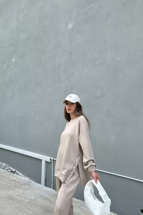 Ekru Modal Kumaş Kadın Alt Üst Takım