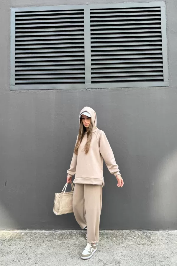 Ekru Modal Kumaş Kadın Alt Üst Takım