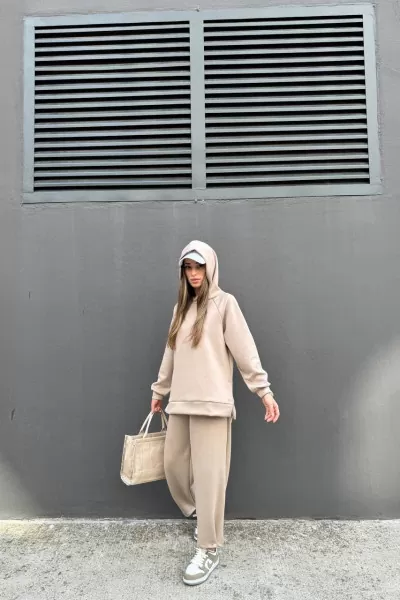 Ekru Modal Kumaş Kadın Alt Üst Takım